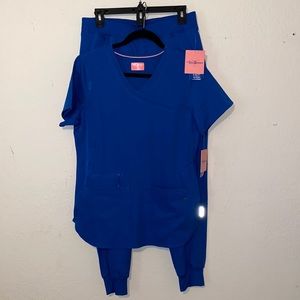 Ava Theresa royal blue jogger scrub set